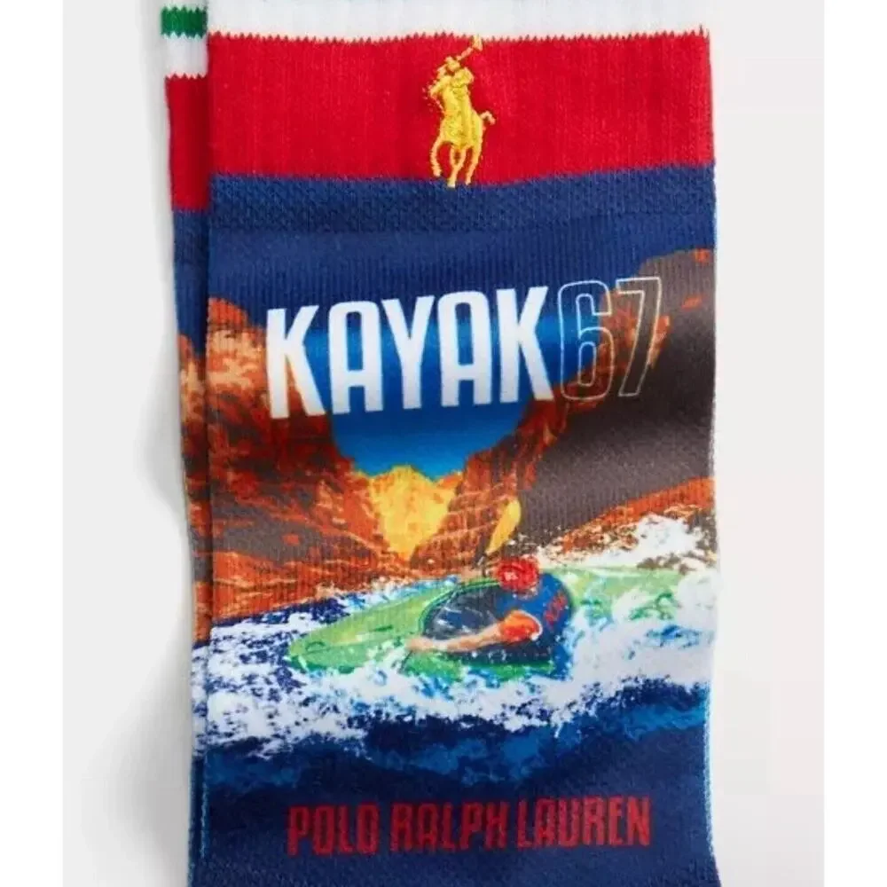 Polo Ralph Lauren Big Water Kayak Ride Racing Crew Socks 1-Pair‎ New